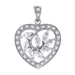925 Sterling Silver Womens Cubic Zirconia Heart Charm Pendant