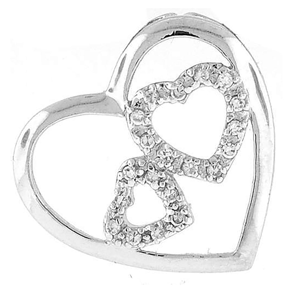 925 Sterling Silver Womens Cubic Zirconia Heart Charm Pendant