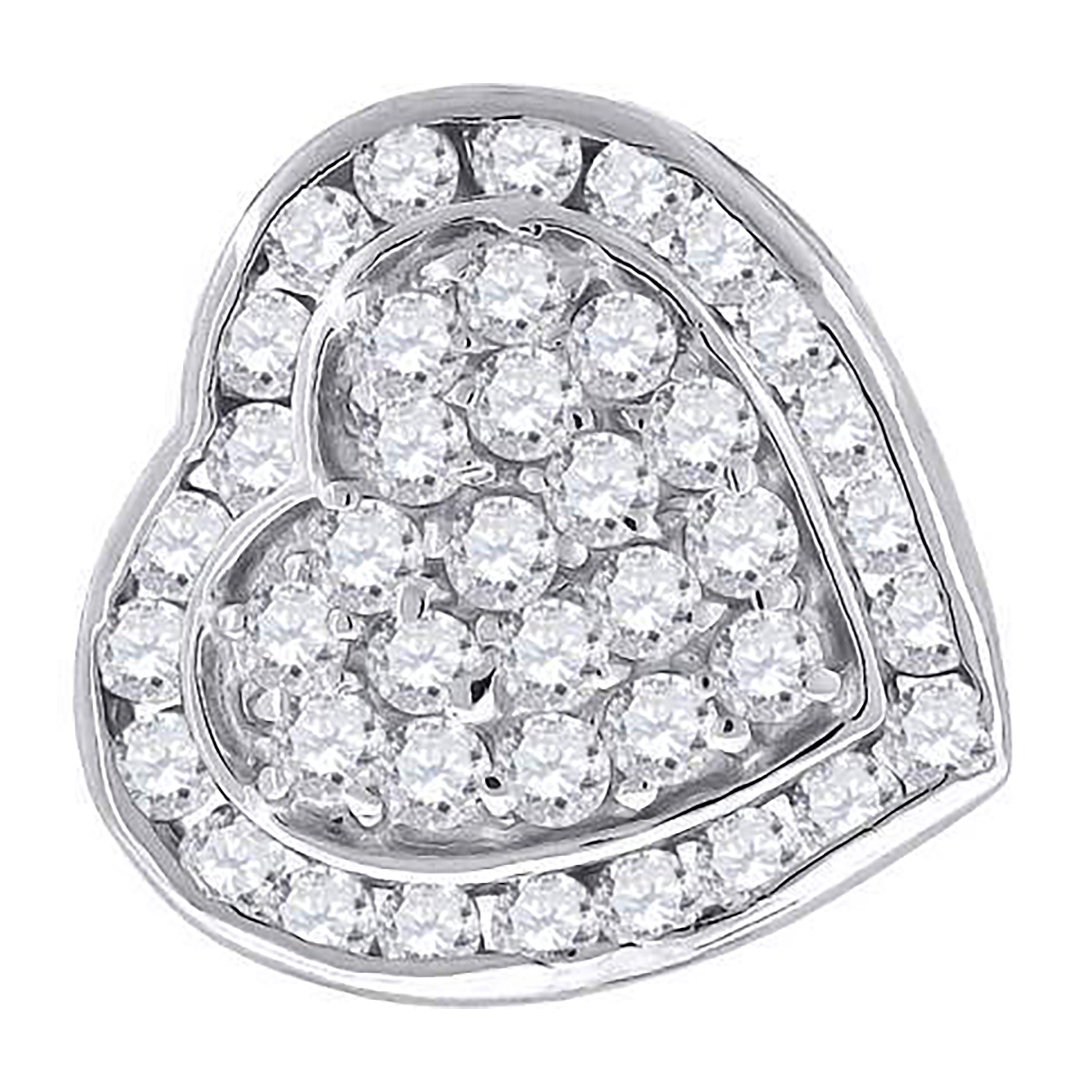 925 Sterling Silver Womens Cubic Zirconia Heart Charm Pendant