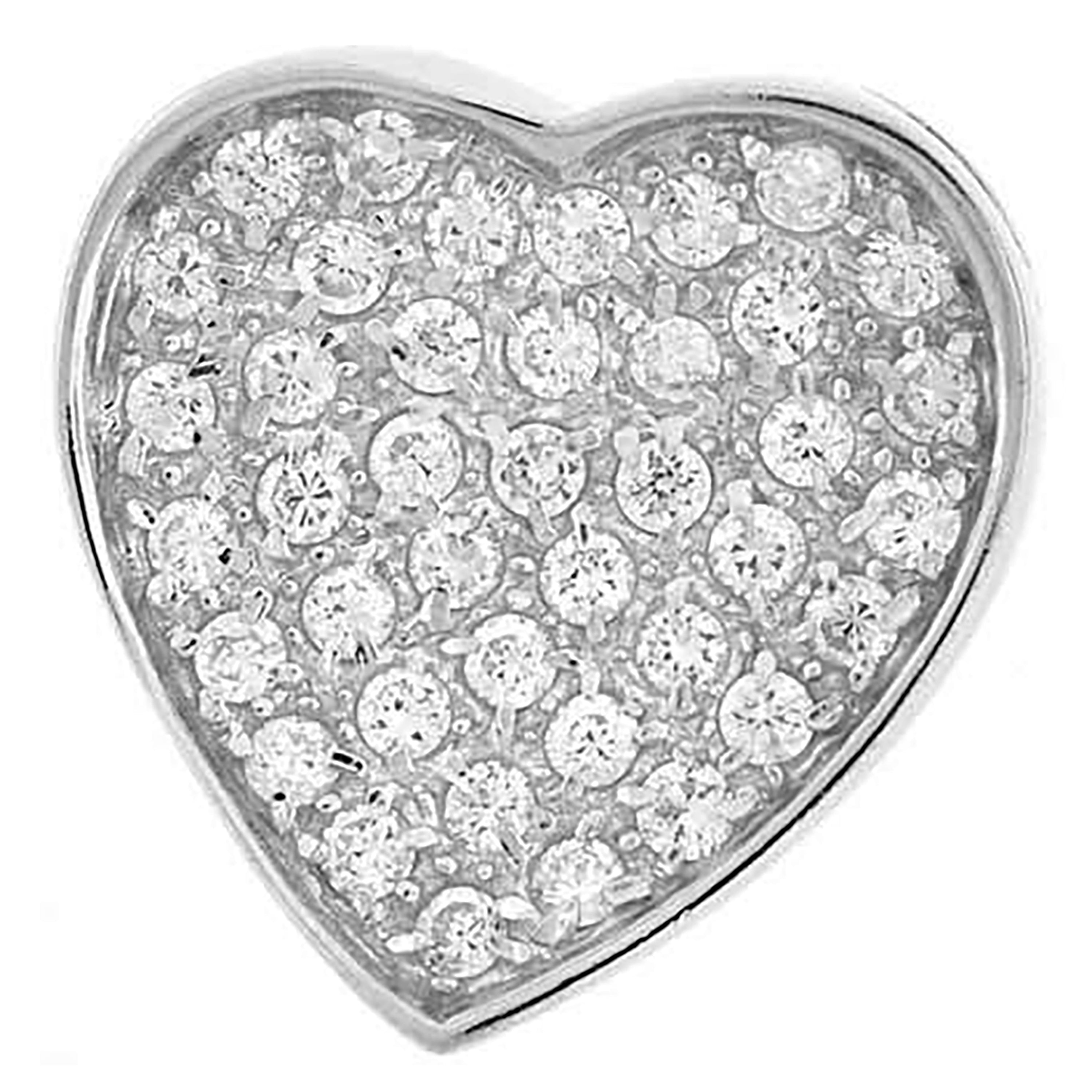 925 Sterling Silver Womens Cubic Zirconia Heart Charm Pendant