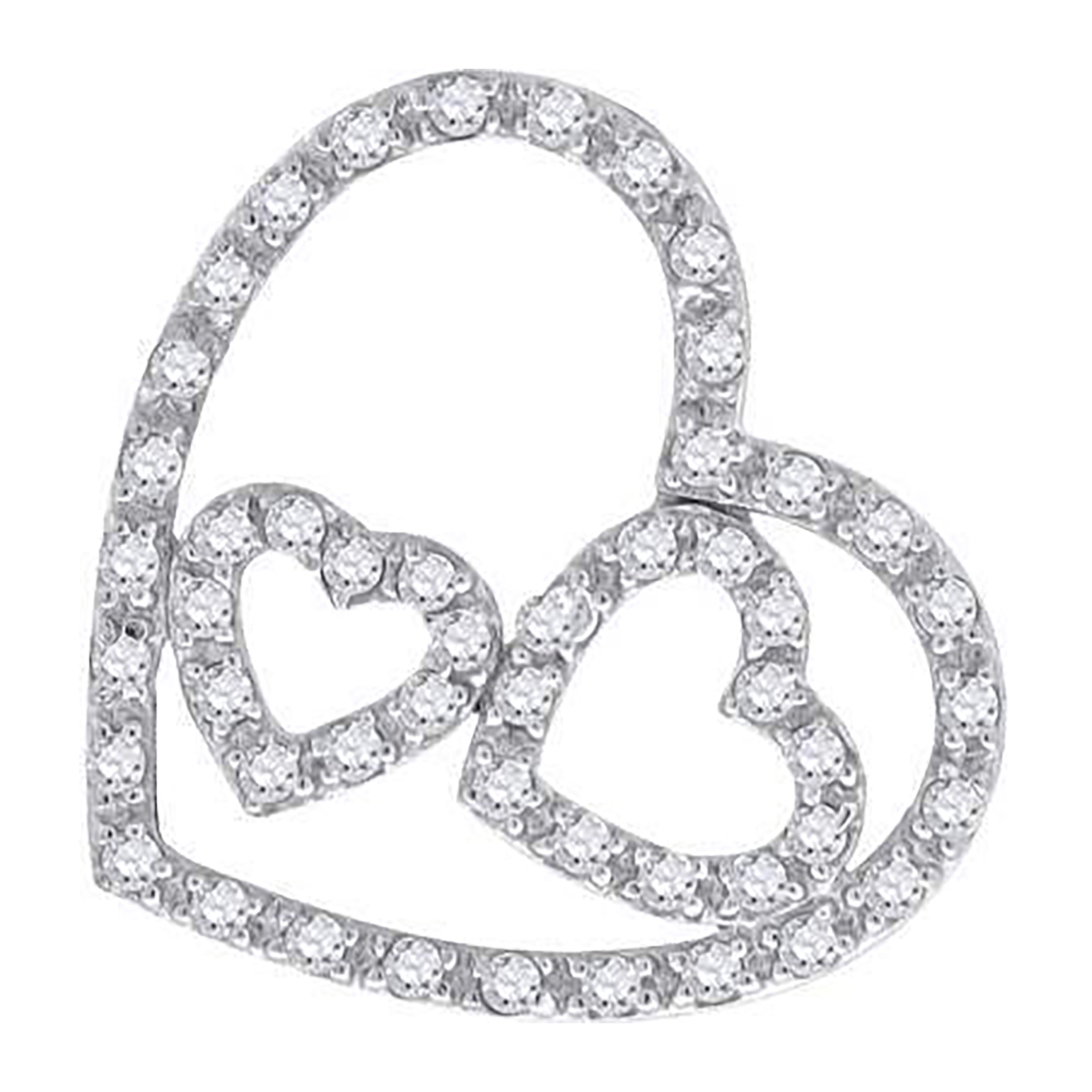 925 Sterling Silver Womens Cubic Zirconia Heart Triple Charm Pendant