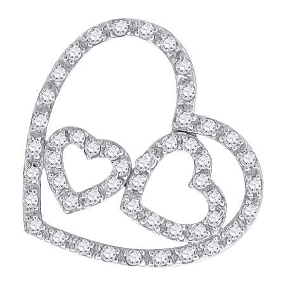 925 Sterling Silver Womens Cubic Zirconia Heart Triple Charm Pendant