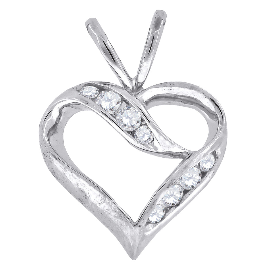 925 Sterling Silver Womens Cubic Zirconia Heart Charm Pendant