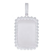 925 Sterling Silver Mens Cubic-Zirconia Dog Tag Fashion Charm Pendant 