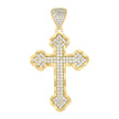 10kt Yellow Gold Unisex Cubic-Zirconia Budded Cross Religious Charm Pendant