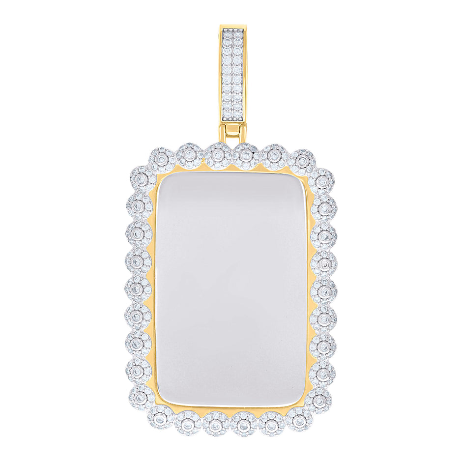 925 Sterling Silver Yellow-Tone Mens Cubic-Zirconia Dog Tag Fashion Charm Pendant 