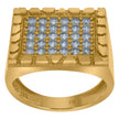 10kt Yellow Gold Mens Cubic Zirconia Square Head Nugget Fashion Ring