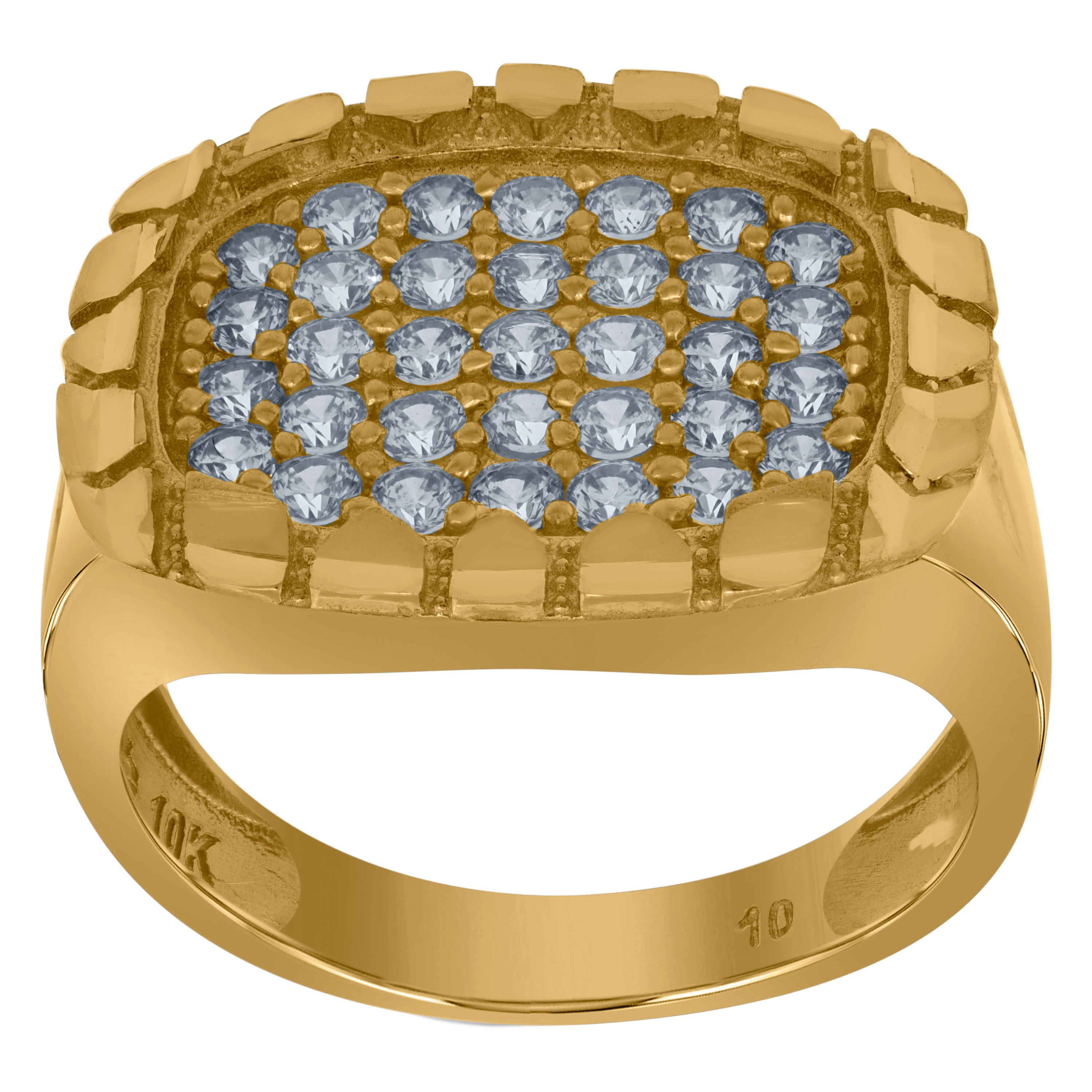 10kt Yellow Gold Mens Cubic Zirconia Nugget Fashion Ring