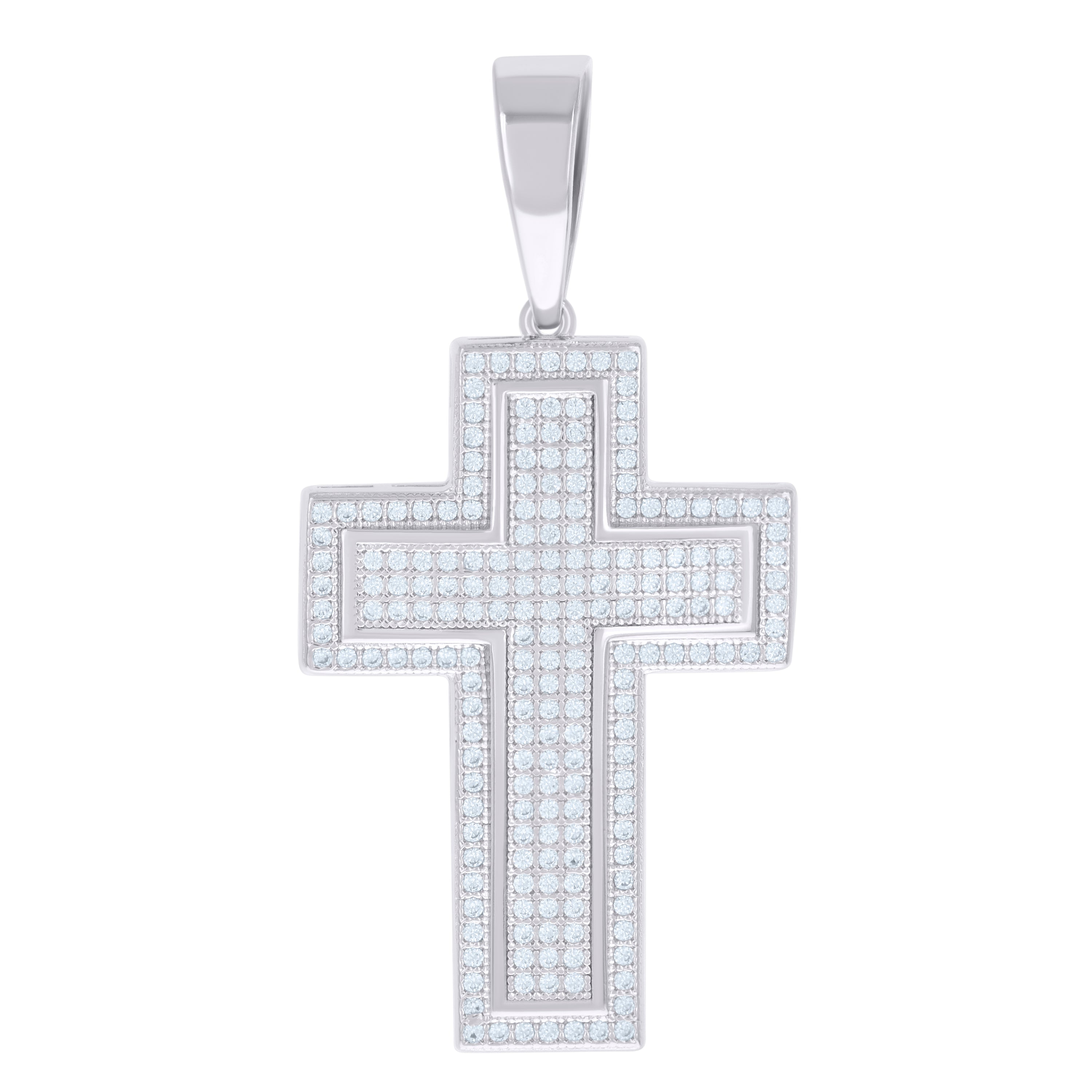 925 Sterling Silver Unisex Cz Cross Religious Charm Pendant
