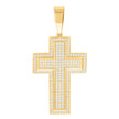 925 Sterling Silver Yellow-Tone Unisex Cz Cross Religious Charm Pendant