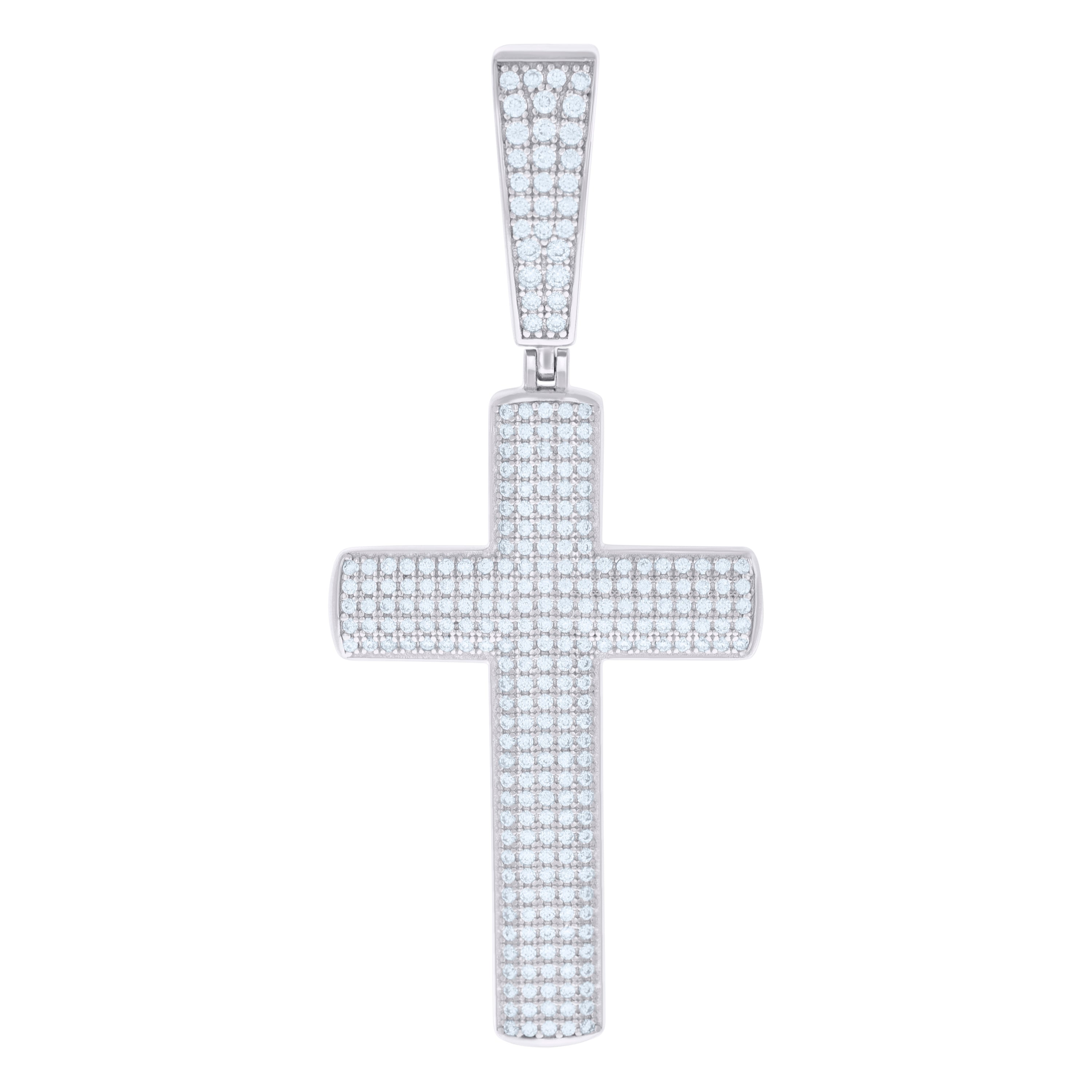 925 Sterling Silver Unisex Cz Cross Religious Charm Pendant