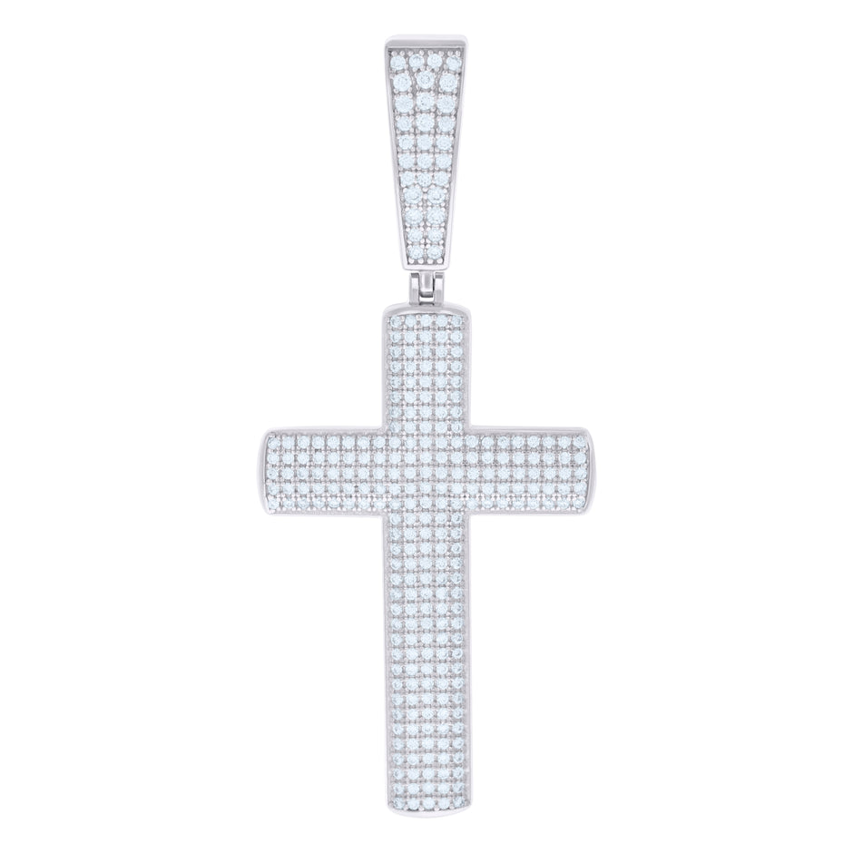 925 Sterling Silver Unisex Cz Cross Religious Charm Pendant