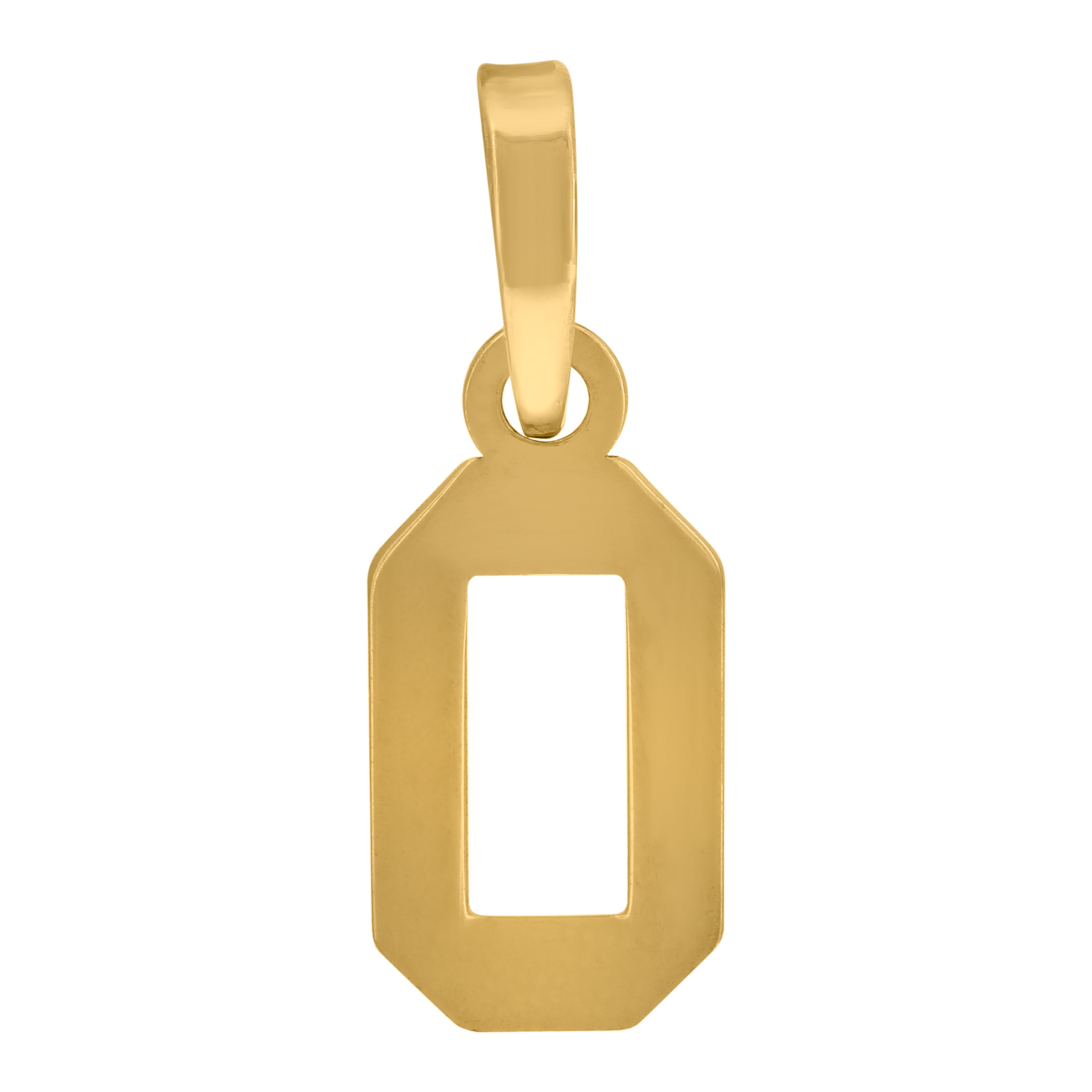 925 Sterling Silver Yellow-Tone Unisex Initial Number 0 Charm Pendant