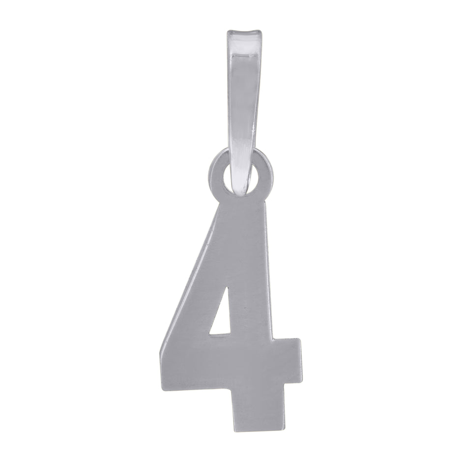 925 Sterling Silver Unisex Initial Number 4 Charm Pendant