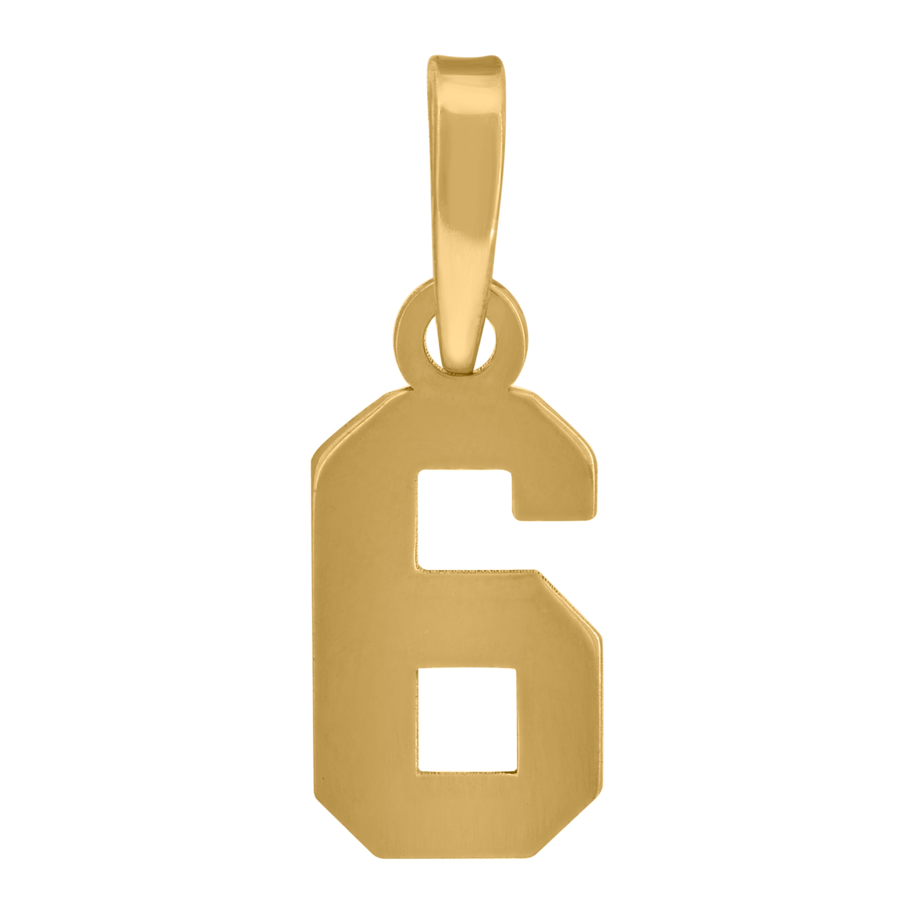 925 Sterling Silver Yellow-Tone Unisex Initial Number 6 Charm Pendant
