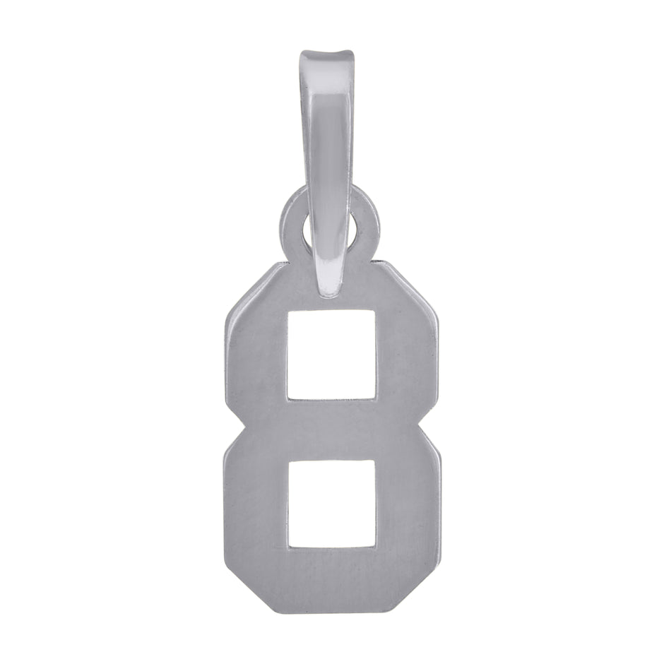 925 Sterling Silver Unisex Initial Number 8 Charm Pendant