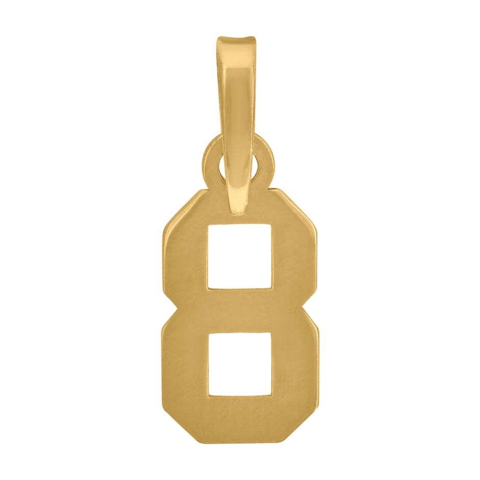925 Sterling Silver Yellow-Tone Unisex Initial Number 8 Charm Pendant