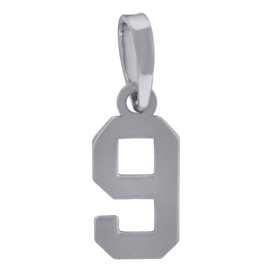 925 Sterling Silver Unisex Initial Number 9 Charm Pendant