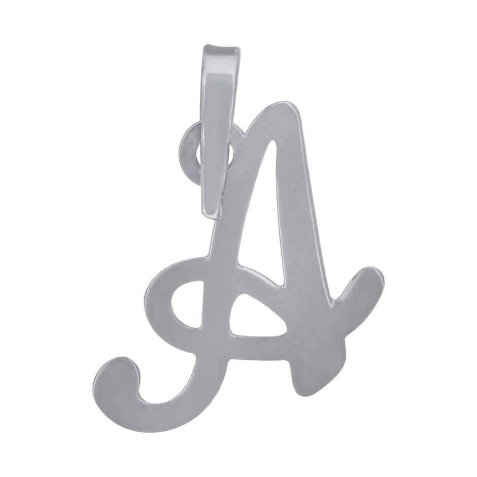 925 Sterling Silver Unisex Cursive Initial Alphabet A Charm Pendant