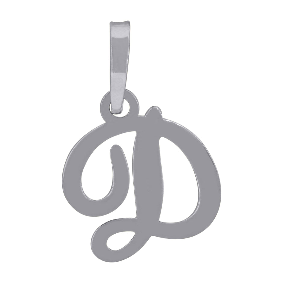 925 Sterling Silver Unisex Cursive Initial Alphabet D Charm Pendant