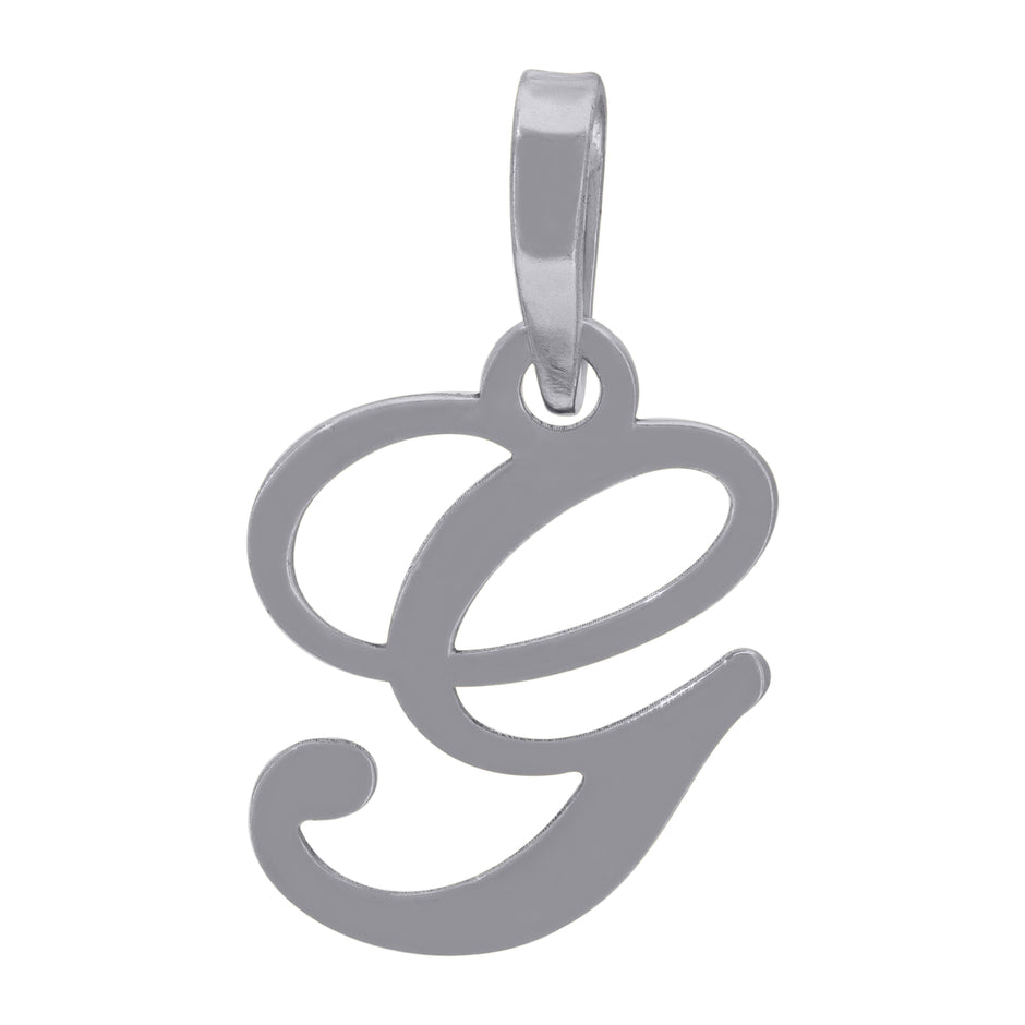 925 Sterling Silver Unisex Cursive Initial Alphabet G Charm Pendant