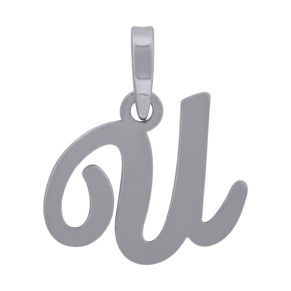 925 Sterling Silver Unisex Cursive Initial Alphabet U Charm Pendant