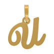 925 Sterling Silver Yellow-Tone Unisex Cursive Initial Alphabet U Charm Pendant