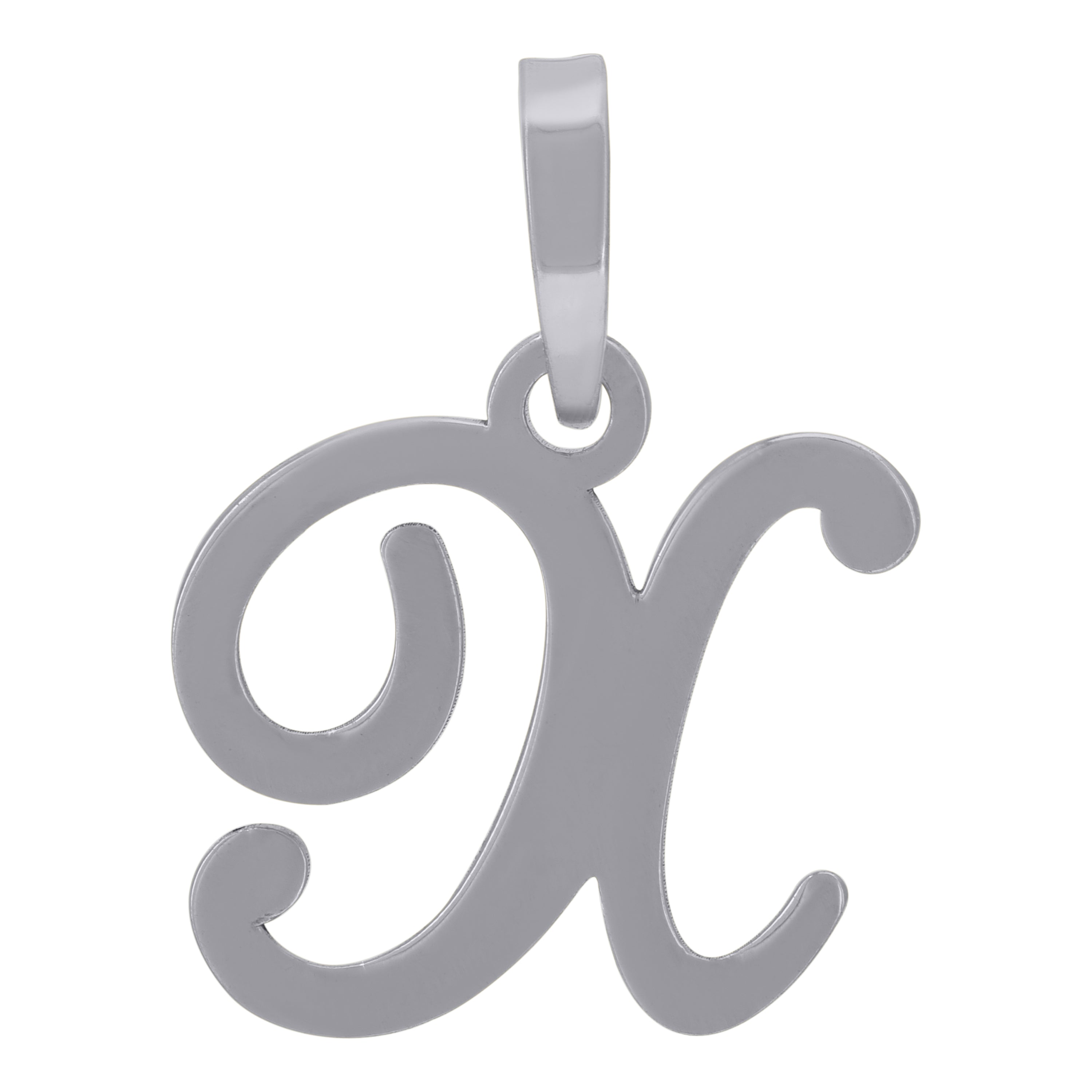 925 Sterling Silver Unisex Cursive Initial Alphabet X Charm Pendant