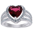 925 Sterling Silver Womens Red Cubic Zirconia Heart Ring Size 6