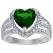 925 Sterling Silver Womens Green Cubic Zirconia Heart Ring Size 6