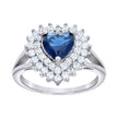 925 Sterling Silver Womens Royal Blue Cubic Zirconia Heart Ring Size 6