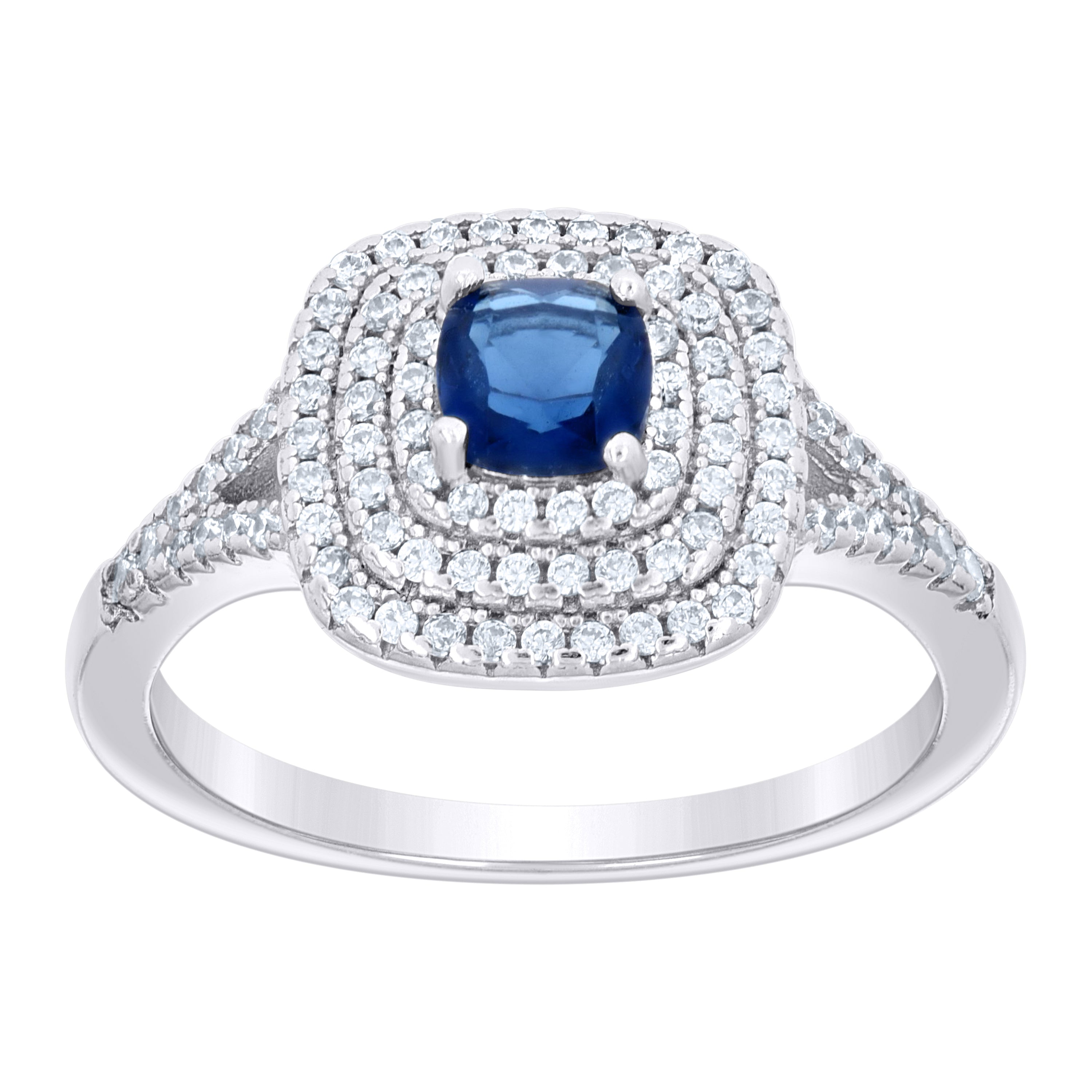 925 Sterling Silver Womens Royal Blue Princess Cut Cubic Zirconia Fashion Ring Size 9 - SLV-104048