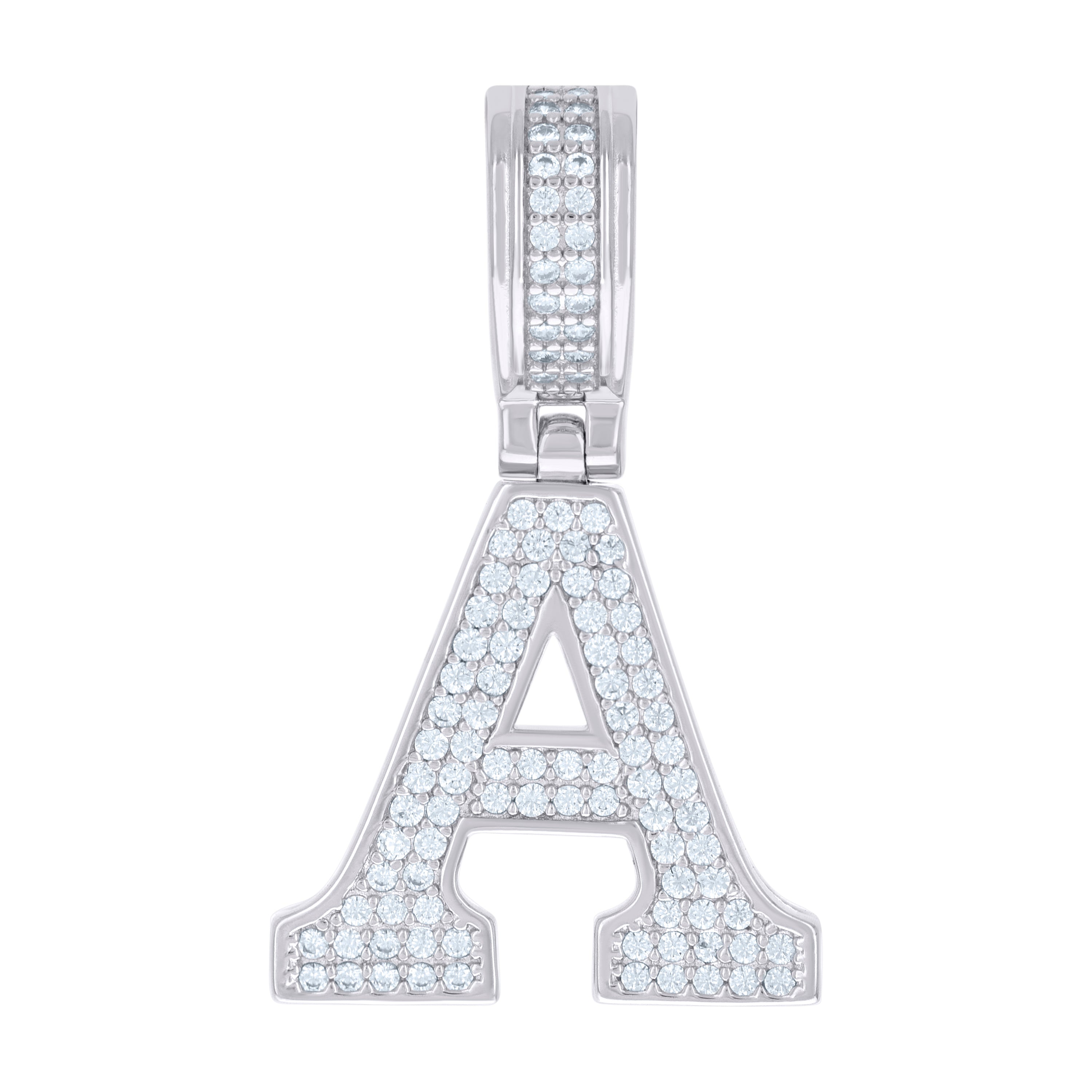 925 Sterling Silver Unisex Cubic-Zirconia Initial Letter A Charm Pendant