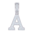 925 Sterling Silver Unisex Cubic-Zirconia Initial Letter A Charm Pendant
