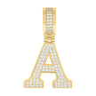 925 Sterling Silver Yellow-Tone Unisex Cubic-Zirconia Initial Letter A Charm Pendant