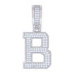 925 Sterling Silver Unisex Cubic-Zirconia Initial Letter B Charm Pendant