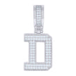 925 Sterling Silver Unisex Cubic-Zirconia Initial Letter D Charm Pendant