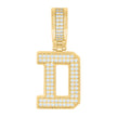 925 Sterling Silver Yellow-Tone Unisex Cubic-Zirconia Initial Letter D Charm Pendant