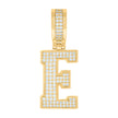 925 Sterling Silver Yellow-Tone Unisex Cubic-Zirconia Initial Letter E Charm Pendant
