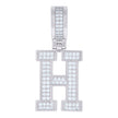 925 Sterling Silver Unisex Cubic-Zirconia Initial Letter H Charm Pendant
