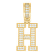 925 Sterling Silver Yellow-Tone Unisex Cubic-Zirconia Initial Letter H Charm Pendant
