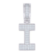 925 Sterling Silver Unisex Cubic-Zirconia Initial Letter I Charm Pendant