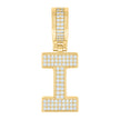925 Sterling Silver Yellow-Tone Unisex Cubic-Zirconia Initial Letter I Charm Pendant