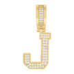 925 Sterling Silver Yellow-Tone Unisex Cubic-Zirconia Initial Letter J Charm Pendant