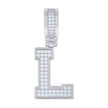 925 Sterling Silver Unisex Cubic-Zirconia Initial Letter L Charm Pendant