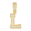 925 Sterling Silver Yellow-Tone Unisex Cubic-Zirconia Initial Letter L Charm Pendant