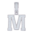 925 Sterling Silver Unisex Cubic-Zirconia Initial Letter M Charm Pendant