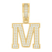 925 Sterling Silver Yellow-Tone Unisex Cubic-Zirconia Initial Letter M Charm Pendant