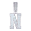 925 Sterling Silver Unisex Cubic-Zirconia Initial Letter N Charm Pendant
