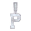 925 Sterling Silver Unisex Cubic-Zirconia Initial Letter P Charm Pendant